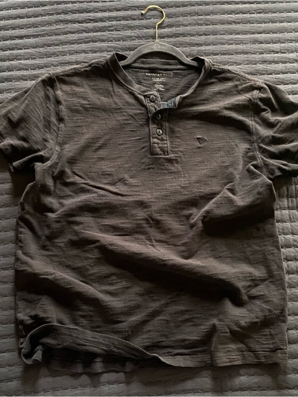 American Eagle Outfitters Men’s Short Sleeve Henley - Black